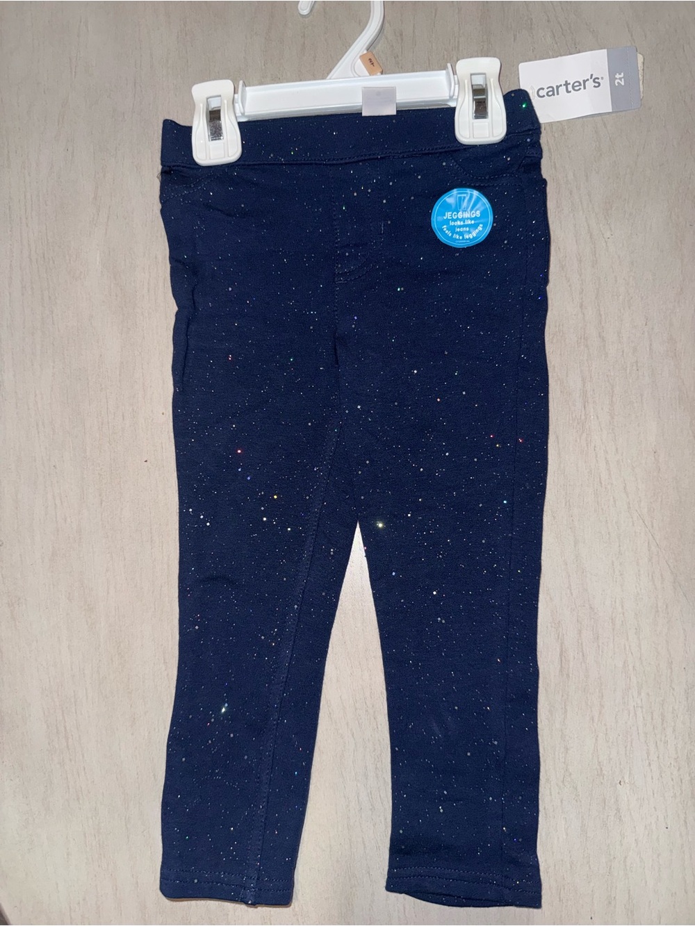 Kids-Carter's Navy Leggings with Multicolor Sparkle